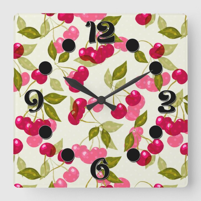 Horloge Carrée Ripe cherry (Recto)