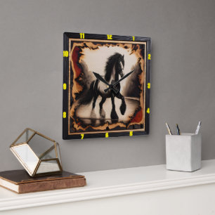 Horloge Carrée Riverbank Monochrome : Vanneur Gitan en Bois Charn