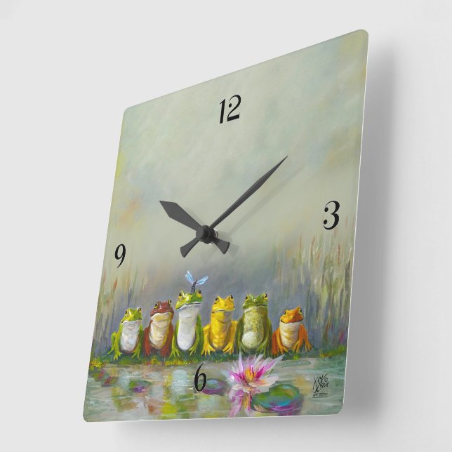 Horloge Carrée Rivière Ribbit (Angle)