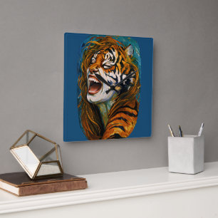 Horloge Carrée Roar of the Wild Heart - Tigress coloré