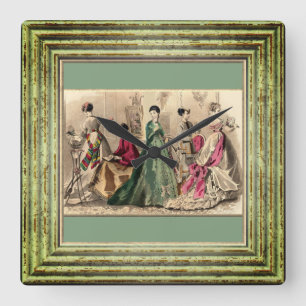 Horloge Carrée Robe Victorienne Avec Bow Rose