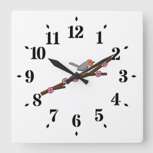 Horloge Carrée Robin sur Sakura