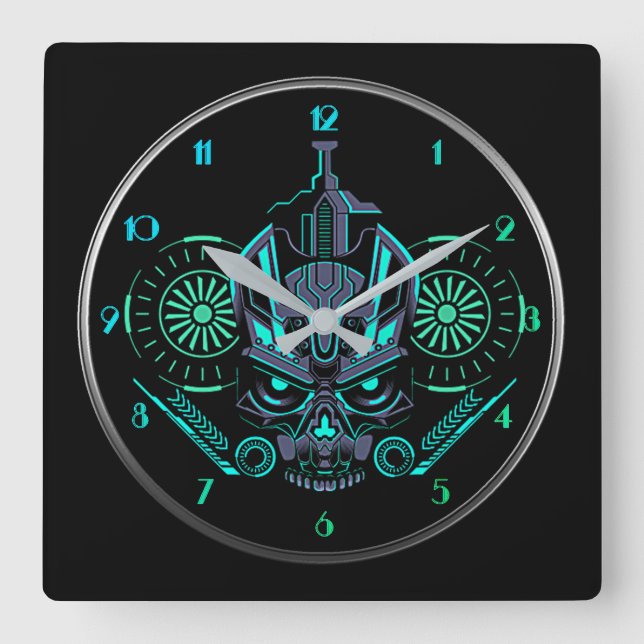 Horloge Carrée Robo Skull (Recto)
