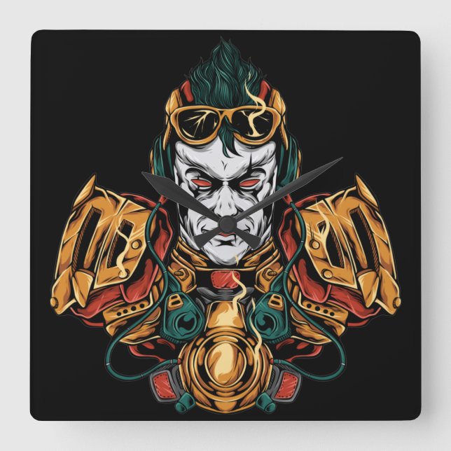 Horloge Carrée Robot japonais (Recto)