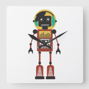 Horloge Carrée Robot radio rétro