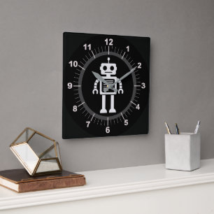Horloge Carrée Robot Rétro
