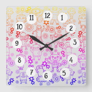 HORLOGE CARRÉE ROBOTS