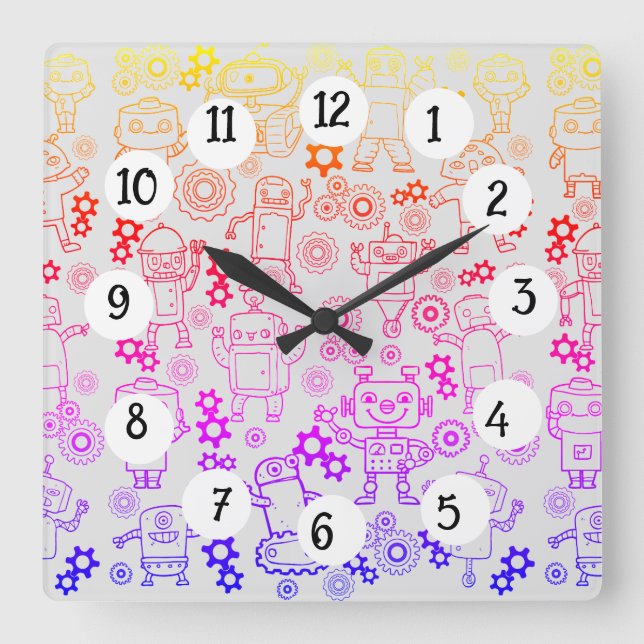 HORLOGE CARRÉE ROBOTS (Recto)