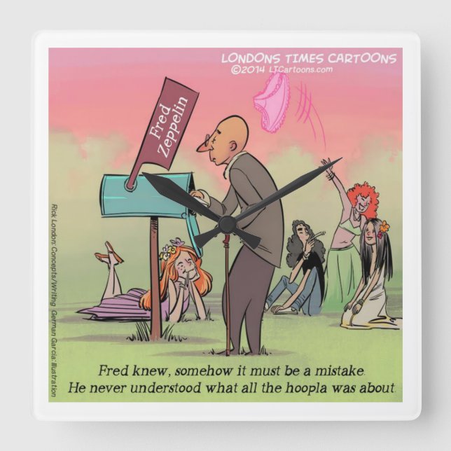 Horloge Carrée Rock and roll Fred Funny (Recto)