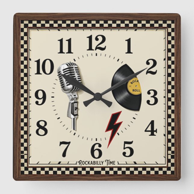 Horloge Carrée Rockabilly (Recto)
