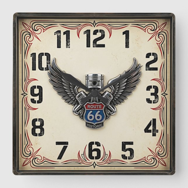 Horloge Carrée Rockabilly  (Recto)