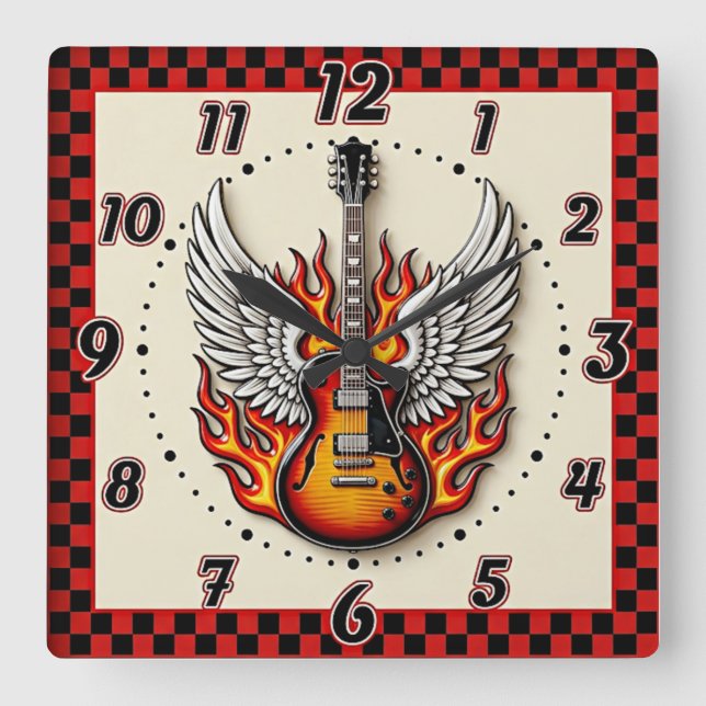 Horloge Carrée Rockabilly (Recto)