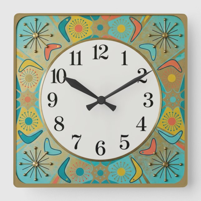 Horloge Carrée Rockabilly (Recto)