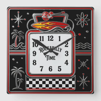 Horloge Carrée Rockabilly