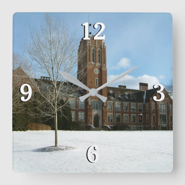 Horloge Carrée Rockwell en hiver au Grove City College (Recto)