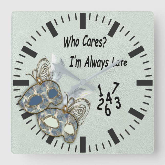 Horloge Carrée Rococo Rich Pattern design with Masks (Recto)