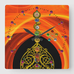 HORLOGE CARRÉE ROD OF ASCLEPIUS 7 CHAKRAS,YOGA ,SPIRITUAL ENERGY