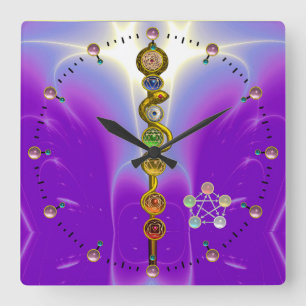 HORLOGE CARRÉE ROD OF ASCLEPIUS 7 CHAKRAS,YOGA ,SPIRITUAL ENERGY