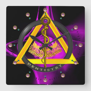 HORLOGE CARRÉE ROD OF ASCLEPIUS DENTIST DENTISTRY