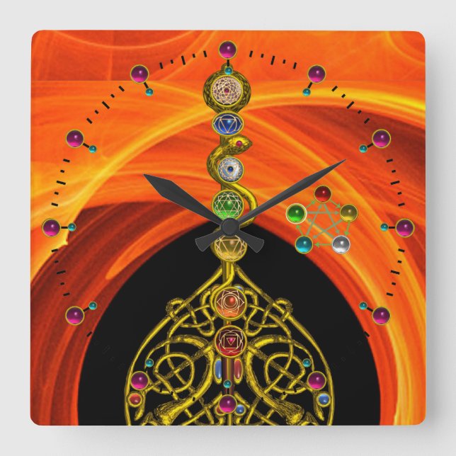 HORLOGE CARRÉE RODE D'ASCLEPIUS 7 CHAKRAS, YOGA, ÉNERGIE SPIRITUE (Recto)