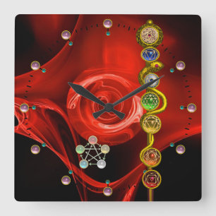 HORLOGE CARRÉE RODE D'ASCLEPIUS 7 CHAKRAS, YOGA, ÉNERGIE SPIRITUE