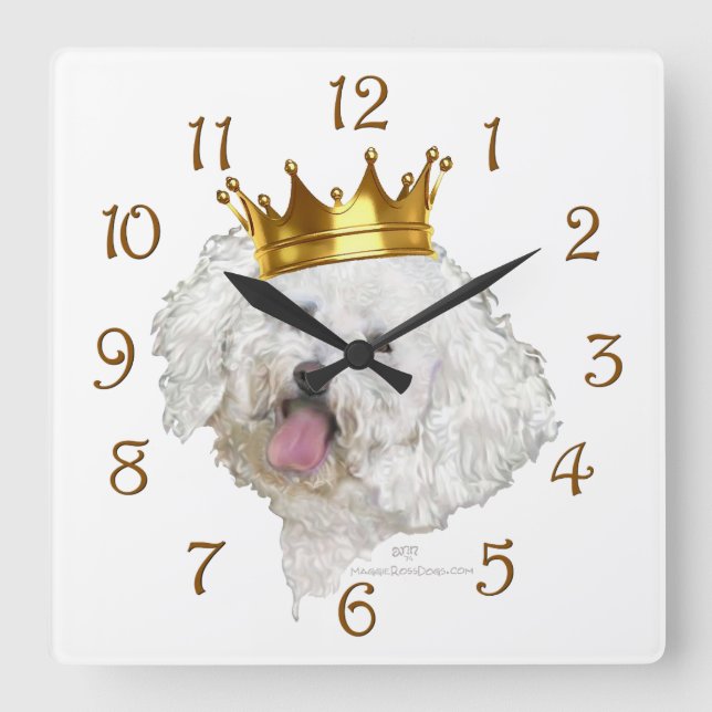 Horloge Carrée Roi Bichon Frise (Recto)