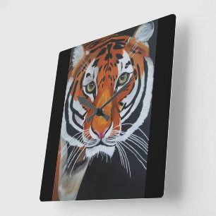 Horloge Carrée Roi de la Jungle Peinture par Alfred Fox