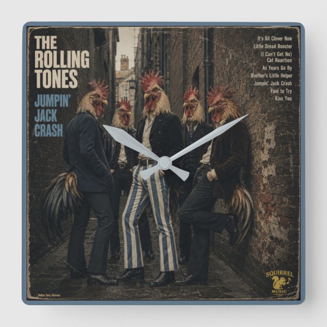 Horloge Carrée Rolling Tones : une parodie (Recto)