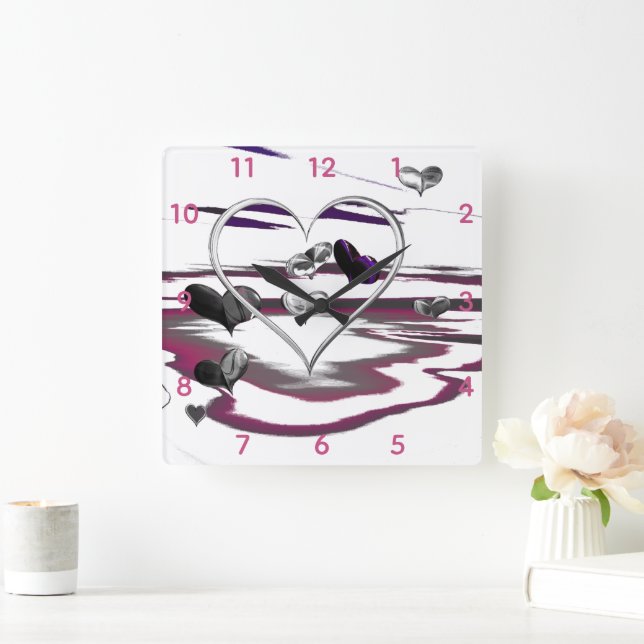 Horloge Carrée Romance futuriste (Maison)