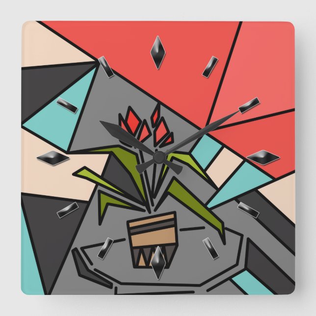 Horloge Carrée Romantic mosaic texture element viciviflowers f (Recto)