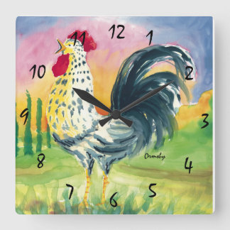 Horloge Carrée Rooster wall