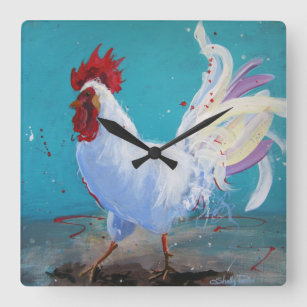 Horloge Carrée Rooster Wall Clock