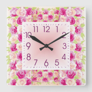 Horloge Carrée Rose
