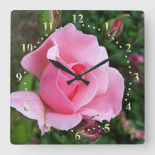 Horloge Carrée rose