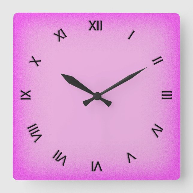 Horloge Carrée Rose avec chiffres romains (Recto)