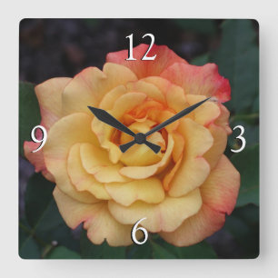 Horloge Carrée Rose Beautiful Pink and Yellow Floral