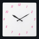 Horloge Carrée Rose Blanc Classy Élégant Couleur Personnalisée Cu<br><div class="desc">Imprimé en blanc et rose classe couleur arrière - plan! Vous pouvez customiser comme vous le souhaitez !</div>