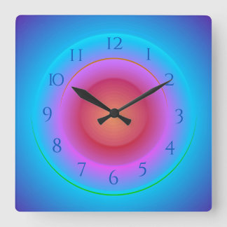 Horloge Carrée Rose Bleu Pêche Avec Effet Luminaire Aqua