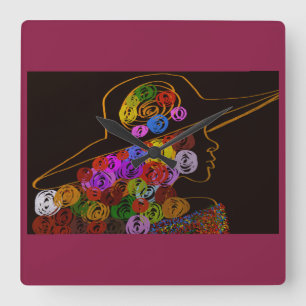 Horloge Carrée Rose de Beauté du Sud