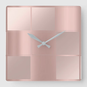 Horloge Carrée Rose de la géométrie de carré de minimalisme de 10