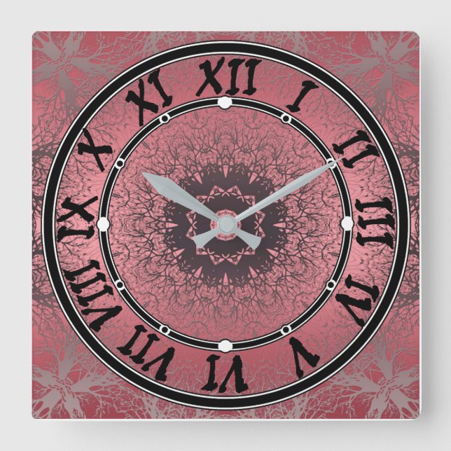 Horloge Carrée rose et gris (Recto)