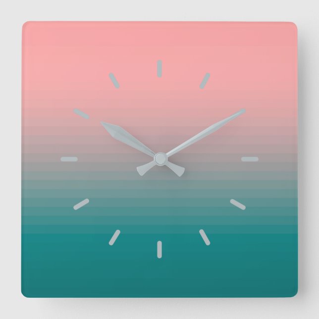 Horloge Carrée Rose et Turquoise (Recto)