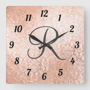 Horloge Carrée Rose Gold Damassé Monogrammé