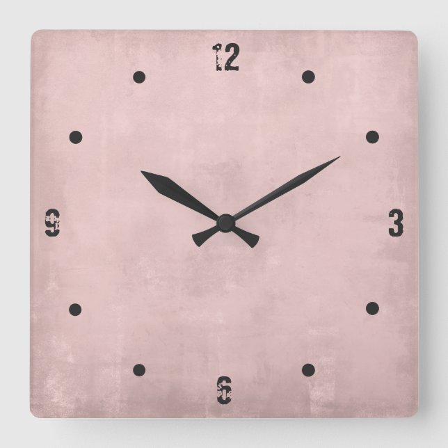 Horloge Carrée Rose Gold Moderne Rustique Abstrait (Recto)