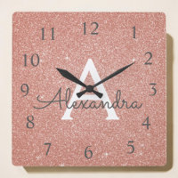 Rose Gold Sparkle Glitter Monogram