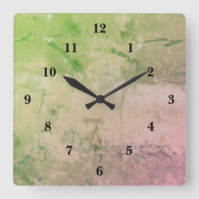 Horloge Carrée Rose green marble , rainbow-art (Recto)
