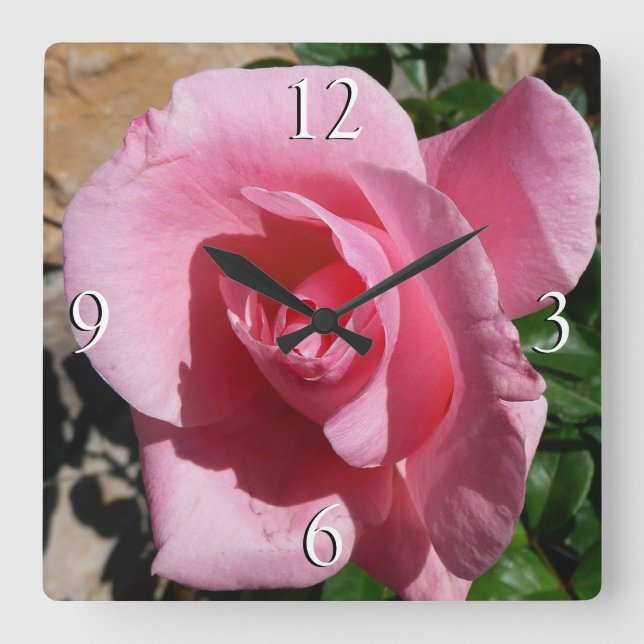 Horloge Carrée Rose III Jardin Floral (Recto)