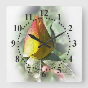 Horloge Carrée rose jaune