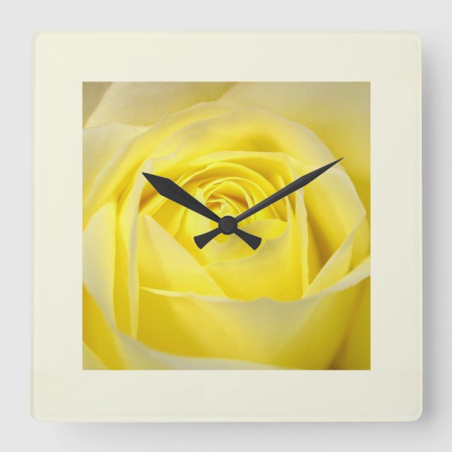 Horloge Carrée Rose jaune en gros plan (Recto)