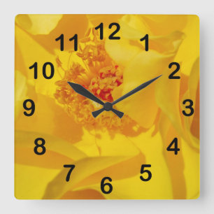Horloge Carrée Rose jaune lumineux